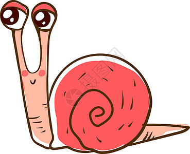 白色背景上的可爱蜗牛插画矢量卡通片鼻涕虫背景图片