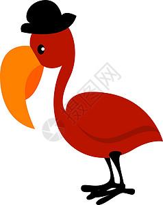 有帽子的红鸟 插图 白色背景的矢量背景图片