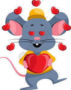 心有所鼠有红桃 插图 白底矢量的鼠标插画