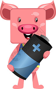 软包电池猪与在白色背景上基金小猪插座财富储蓄安全插图人士银行商务插画