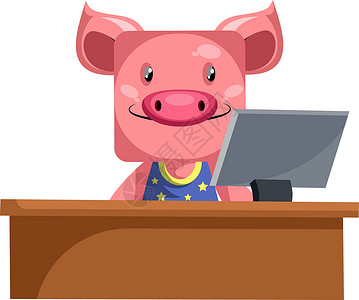 躺在金子上猪猪在工作 插图 白背景的矢量绘画订金储蓄宽慰金融快乐动物玩具微笑债务插画