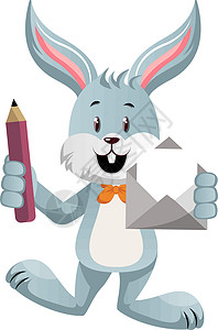 带信封 插图和白底矢量的兔子背景图片