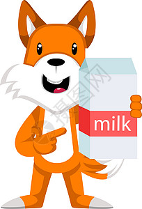 带牛奶的狐狸 插图 白色背景的矢量背景图片
