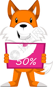 狐狸与白色背景上的销售背景图片