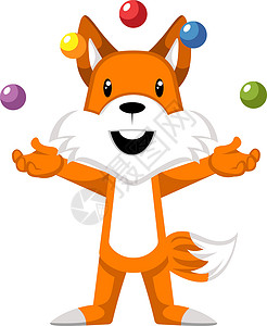 白色背景上的狐狸杂耍插画矢量背景图片