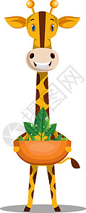 带植物 插图和白色背景的矢量的长颈鹿背景图片