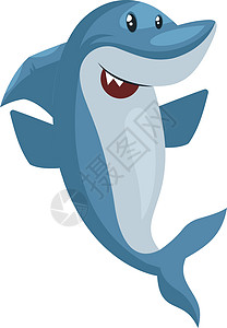 上海白渡桥鲨鱼是快乐的 插图 白背景的矢量卡通片自然插画
