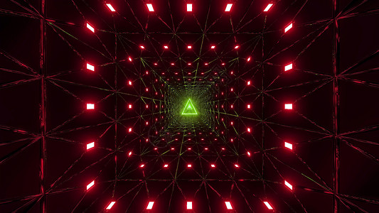 三角铁丝网设计 3D插图背景壁纸3d墙纸绿色运动红色隧道渲染三角形背景图片