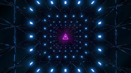 三角铁丝网设计 3D插图背景壁纸渲染紫色三角形墙纸蓝色粉色3d运动隧道背景图片