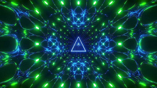 三角铁丝网设计 3D插图背景壁纸渲染三角形隧道蓝色运动墙纸3d绿色背景图片