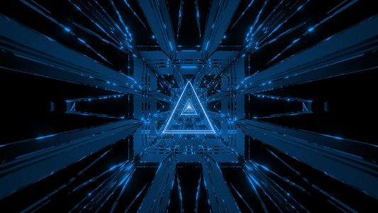 三角铁丝网设计 3D插图背景壁纸渲染隧道蓝色运动墙纸三角形3d背景图片