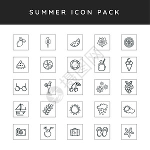 西瓜冰棒生气平面风格的暑期艺术图标系列设计图片