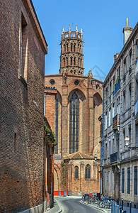 法国图卢兹图卢兹Jacobins教堂宗教砖块旅游红色旅行历史教会建筑学古文地标背景图片