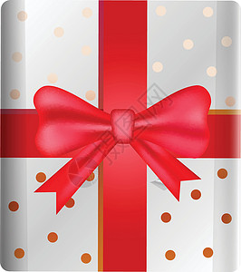 竖条纹礼物盒带光泽红丝带的礼盒顶视图生日装饰惊喜包装礼物盒婚礼念日节日红色等距插画