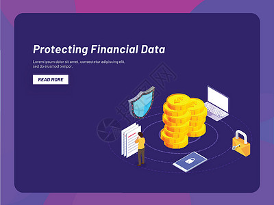 基于保护财务数据概念的着陆页设计St背景图片