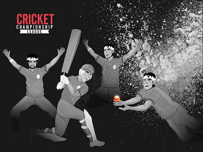 带有板球 p 插图的创意海报或横幅设计竞赛比赛游戏蝙蝠球手娱乐运动员锦标赛运动蟋蟀背景图片
