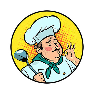 做饭食物味道男性男人美食烹饪微笑服务餐厅职业厨房帽子设计图片