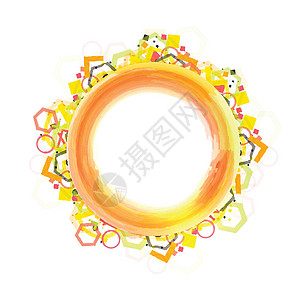 白色背景上的彩色圆形框架黄色圆圈背景图片