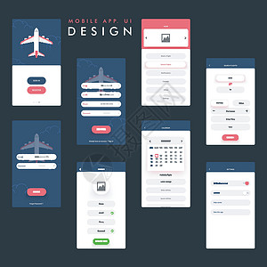 评定旅游手机APP UI设计用户电子商务航班日历飞机设备商业运输反应界面插画