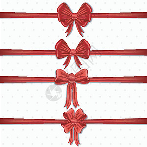 优雅的装饰红丝带的集合卷曲横幅金丝标签套装古董曲线漩涡状背景图片