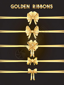 优雅的装饰金色丝带的集合金丝套装古董金子曲线标签漩涡状卷曲背景图片