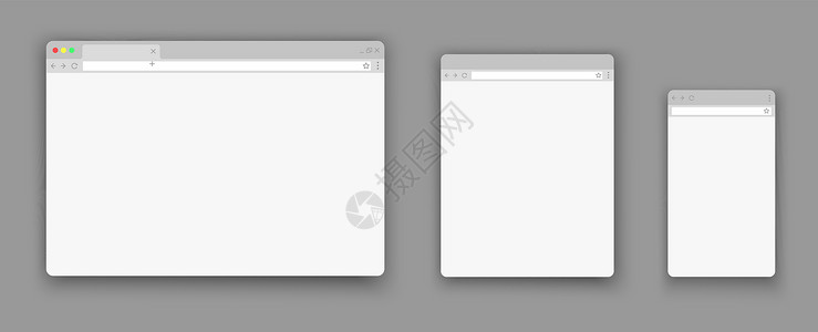 不同设备的空白网络浏览器窗口 网站平面模板背景图片