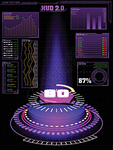 商业应用程序的 HUD UI文档图表技术显示器碎石经济学展示医疗雷达教育背景图片