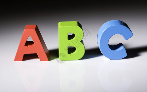 木制字母A B C凸版白色玩具字体婴儿积木木头英语背景图片