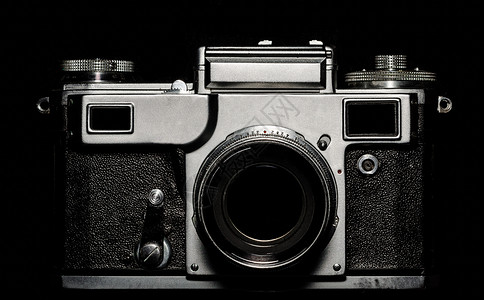 黑色背景切换黑背景的老旧相机镜头空白老相机镜片技术灰色金属背景图片