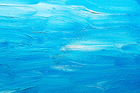 画布宏观闭合时的蓝色纹理油涂料艺术质地手工空白质感蓝漆图案笔触油漆帆布背景图片