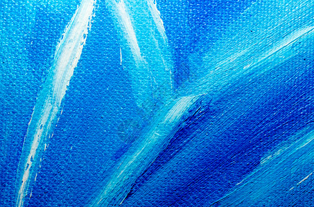 画布宏观闭合时的蓝色纹理油涂料肌理艺术背景帆布油漆质感质地空白笔触模板背景图片
