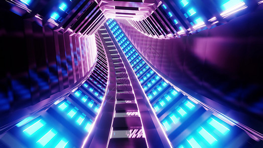 未来派科幻火车地铁隧道走廊3D插画背景壁纸墙纸辉光速度运动粉色艺术插图3d蓝色渲染背景图片