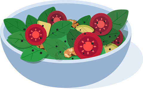 散叶生菜素食沙拉碗矢量图 素食有机食品healthy foo卡通片重量营养胡椒食物食谱生态插图蔬菜午餐设计图片