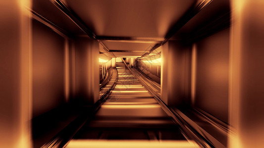 干净的金色隧道走廊与发光的灯光 3d 插图背景壁纸墙纸艺术渲染玻璃窗金属反射辉光玻璃运动金子背景图片