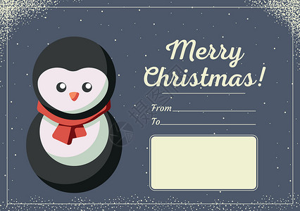 圣诞贺卡上有可爱的 pwnguin 穿着冬装背景图片