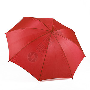 白色背景的孤立红色雨伞阳伞雷雨雨棚配饰背景图片
