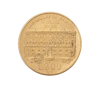 白色背景的旧金属硬币古董财富民众历史性货币钱币学概念收藏乡愁纪念品背景图片