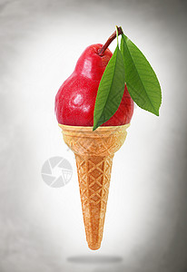美味的冰淇淋甜果和梨味甜点饮食晶圆白色食物水果胡扯美食生物概念背景图片