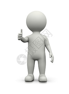 白色 3D 角色显示凸起的拇指背景图片
