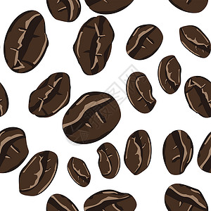 抽象风格的咖啡豆无缝模式 矢量手绘插图 烤豆特写 任何目的的咖啡无缝设计墙纸店铺包装饮料农业活力香气餐厅豆子早餐背景图片