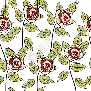 无缝玫瑰花纹图案植物群花园艺术卡片玫瑰植物装饰包装装饰品背景图片