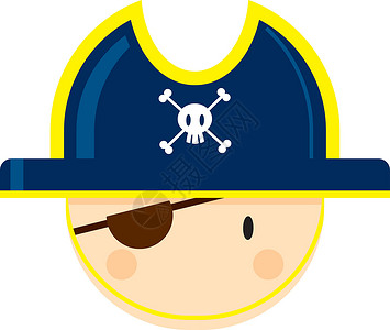 可爱的卡通海盗船长眼罩队长交叉骨卡通片水手骷髅海盗帽颅骨背景图片