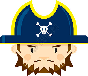 卡通海盗船长 Fac水手卡通片骷髅颅骨交叉骨海盗帽队长背景图片