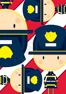 卡通大头消防员模式服务卡通片头盔职业工作背景图片