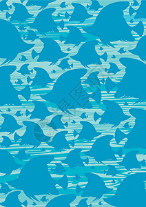 热带鱼剪影模式游泳海洋生物插图背景图片