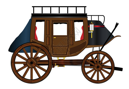 西阶段教练轮缘卡车艺术品插图中心辐条木头车皮艺术车轮插画