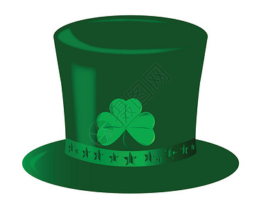 爱尔兰顶帽子绘画艺术品插图绿色艺术三叶草背景图片