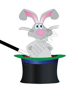 魔法兔子帽子艺术品艺术绘画插图卡通片诡计棍棒背景图片