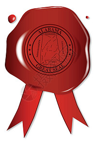 阿拉巴马州Wax海豹红色邮票图章丝带橡皮插画