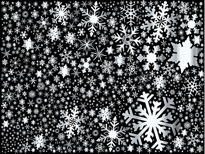 银圣诞雪花白色天气黑色背景图片